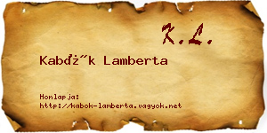 Kabók Lamberta névjegykártya